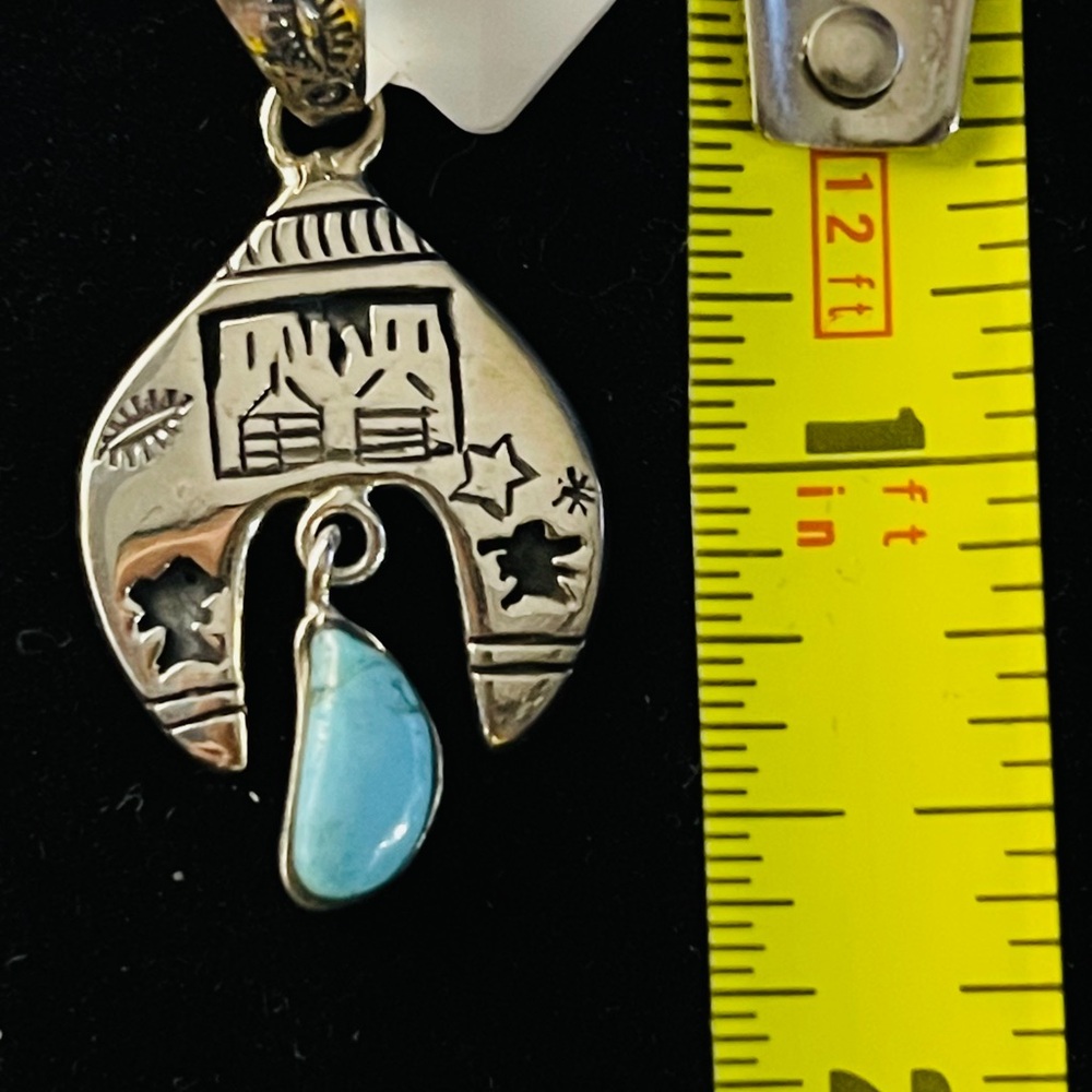 Santa Fe Turquoise Sterling Silver tribal pendant